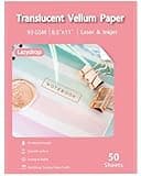 Translucent Vellum Paper 8.5x11 Inches, 50 Sheets Printable Transparent 93GSM/63LBS Vellum Paper for Printing Sketching Tracing Drawing