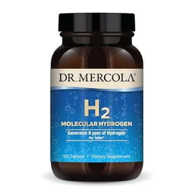 Dr. Mercola H2 Molecular Hydrogen Tablets, Creates Hydrogen Rich Water (8 ppm), Supports Cellular Energy, Brain Health & Healthy Aging, Elemental Magnesium, Non-GMO, 90 Servings
