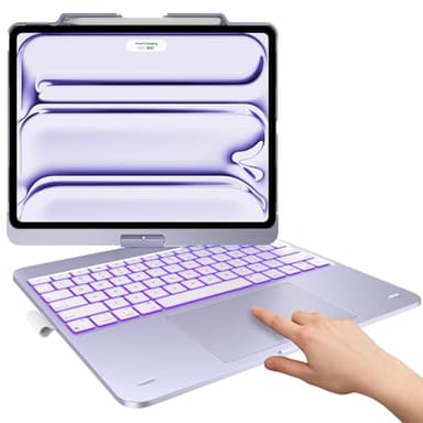 typecase Touch Case with Keyboard for iPad Pro 13"(M5/M4, 2025/2024), iPad Air 13"(M4/M3/M2, 2026/2025/2024) & iPad Pro 12.9", Trackpad, 360° Rotatable, 11-Colors Backlit, Pale Purple