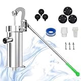TIMILAND Modern Stainless Steel Manual Well Water Pump, Deep Well Hand Pump for Home Garden Yard, 10m Suction Depth, 1.7kg, Triangle Welded Base