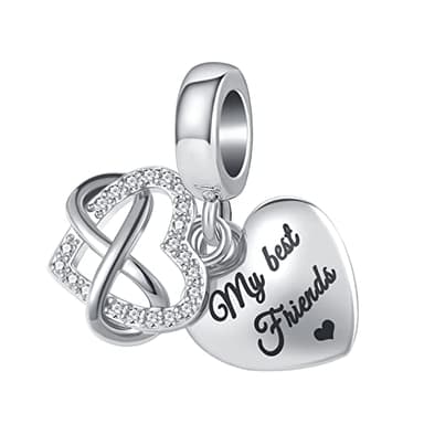 QeenseKc My Best Friend Friendship Charm Heart Infinity Bead for Pandora Bracelet
