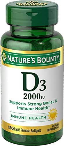 Nature's Bounty Vitamin D, Supports Immune Health & Bone Health, 2000IU Vitamin D3, 150 Softgels
