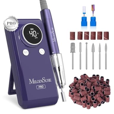 MelodySusie Professional Clip-On Rechargeable Nail Drill with Adjustable Built-in Stand and Premium Motor, MB420G 40000RPM E-File with Max Speed for All Manicure Shaping & Gel Removal for Salon Use