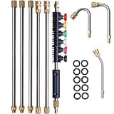Hourleey 9 Pack Pressure Washer Extension Wand Upgrade Power Washer Lance with 6 Nozzle Tips, 30°,90°,120° Curved Rod, 1/4" Quick Connect, 4000 PSI