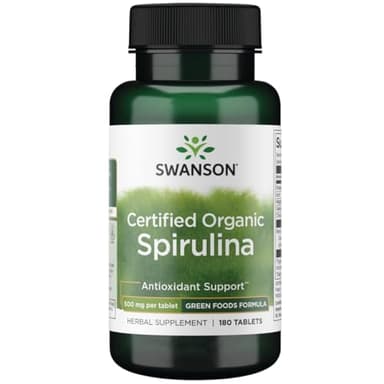 Swanson Certified Organic Spirulina 500 Milligrams 180 Tabs