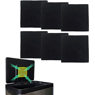 6 Pack Trash Can Odor Absorbing Filter Refills for EKO Garbage Cans, Activated Charcoal Deodorizer Compatible with EKO Step and Touchless Trash Cans with Built-in Filter Compartment