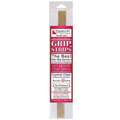 Guidelines4quilting Grip Strips - Non Slip Solution for Your Quilting Rulers and Templates - Crystal Clear, Peel and Stick Strips, 6 per Package. Repositionable and Leaves No Residue. Made in USA
