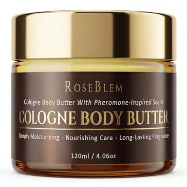 Cologne-Inspired Body Butter for Men – New Formula Long-Lasting Masculine Scent & Shea Butter Hydration – Fresh Woody Fragrance with Bergamot, Amberwood & Musk – Daily Moisturizing Cream – 4.06oz