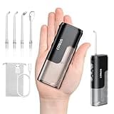 COSLUS Mini Water Flosser for Travel: Portable Compact Design, Cordless Oral Irrigator with 4 Modes, Removable Tank, IPX7 Waterproof for Braces, Orthodontic, Sensitive Teeth On-The-Go Use, Black, T40
