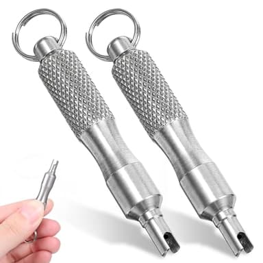 Bruislard 2 PCS Valve Core Removal Tool Keychain, Stainless Steel Tire Valve Stem Tool Portable Valves Core Disassembly and Repair Tools for Bicycle Car Motorcycle Repair Install Accessory