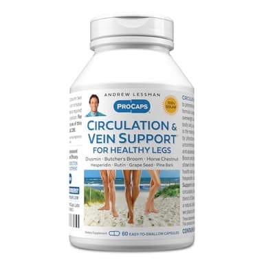 ANDREW LESSMAN Circulation, Vein Support for Healthy Legs 60 Capsules - High Bioactivity Diosmin, Butcher's Broom, Visibly Reduces Swelling and Discomfort in Feet, Ankles, Calves, Legs