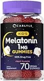 Carlyle Kids Melatonin Gummies | 1 mg 70 Count | Fruit Flavor Gummy | Vegan, Non-GMO, Gluten Free
