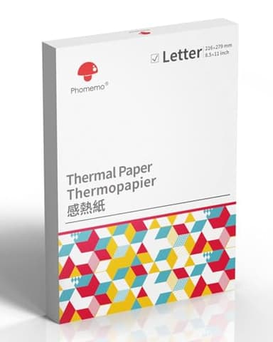 Phomemo US Letter Thermal Printer Paper, Advanced Thermal Printing, Phomemo Paper Compatible with TATTMUSE M08F-Letter, M832D, M834, MT800/A285M Portable Printer, 8.5" x 11", 200 Sheets