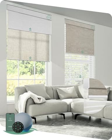 Yoolax Smart Dual Roller Shades, Motorized Blinds with Remote Smart Blinds Compatible with Alexa, Automatic Dual Shades for Windows Bedroom Living Room Bedroom Living Room (Customize)