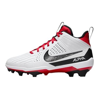 Nike Alpha Menace Strong Men's Football Cleats (II5139-102, White/University Red/Dark Smoke Grey/Black) Size 10