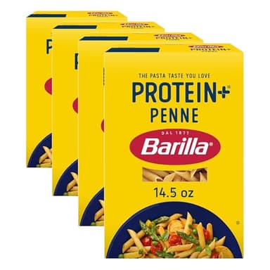 Barilla Protein+ (Plus) Penne Pasta,14.5 Ounce - plant based - Made from Lentils,Chickpeas & Peas - Non-GMO,Kosher Certified,(Pack of 4)