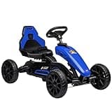 Aosom Kids Pedal Go Kart, Outdoor Ride on Toys with Swing Axle, Adjustable Seat, Handbrake, 4 Shock-Absorbing Wheels, Gift for Boys and Girls Aged 3-8 Years Old, Blue
