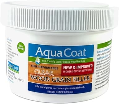 Aqua Coat Water Based High Performance Clear Wood Grain Filler Gel, Great for Home Improvement and DIY Woodworking Professionals, Low Odor, Fast Drying and Stainable (8 oz)