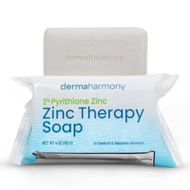 Dermaharmony 2% Pyrithione Zinc (ZnP) Bar Soap 4 oz - Crafted for Those with Skin Conditions - Seborrheic Dermatitis, Dandruff, Psoriasis, Eczema, etc.