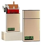 Cigarette Case with a Time Lock - Timed Lock Box Cigarette Dispenser with LCD Display for 84mm/3.3in King Size - Portable Quit Smoking Aid(Golden)