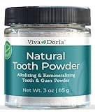 Viva Doria Natural Tooth Powder | Remineralizing Teeth Whitening Powder | Toothpaste Power | Breath Freshener | Refreshing Mint Flavor | 3 Oz Glass Jar