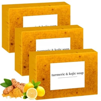 Peehss Turmeric Soap for Spots Remover - Honey Lemon Turmeric Kojic Soap Bar for Face and Body, Organic Daily Use Skin Care Soaps, Evens Skin Tone Deep Cleansing Moisturizing (3pcs)