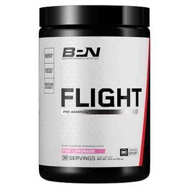 BARE PERFORMANCE NUTRITION BPN Flight Pre Workout, Supports Energy and Mental Focus, Improved Endurance & Muscle Pumps with CarnoSyn® Beta Alanine, Pink Lemonade, 30 Servings