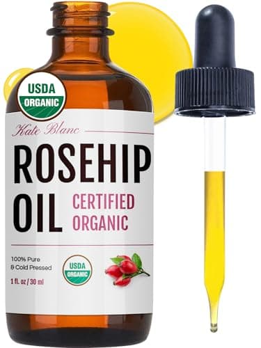 Kate Blanc Cosmetics Rosehip Seed Oil for Face, 100% Pure Organic | Cold Pressed Unrefined Rose Hip Facial Oil for Skin, Hair & Gua Sha Massage (1oz)