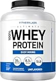 Fitness Labs Whey Protein Powder Unflavored | 5 lbs | 80 oz | Easy Mix Ultimate Supplement | Non-GMO, Gluten Free