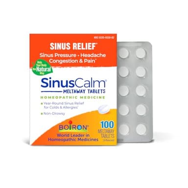 Boiron SinusCalm Tabs - 100 Count for Sinus Pressure and Pain Relief, Runny Nose, Congestion, Headache - Sinus Calm Meltaway Tablets