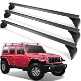 Trumgeta 330lbs Heavy Duty Roof Racks 3PCS Fit for Jeep Wrangler JK JL Gladiator JT 2007-2025 Hard Top 2 & 4 Door W/Anti-Theft Lock Cross Bars for Tent Travel Bike Kayak Snowboard