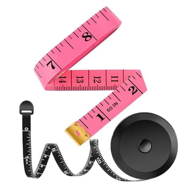 iBayam 2 Pack Tape Measure Measuring Tape for Body Fabric Sewing Tailor Cloth Knitting Vinyl Home Craft Measurements, 60-Inch Soft Fashion Pink & Retractable Black Double Scales Rulers for Body Weight
