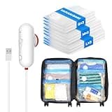 VMstr 9 Pack Travel Vacuum Storage Bags with USB Pump, Vacuum Packing Seal Bags for Luggage, Carry-on Size Space Saver for Clothes and Clothing Travel