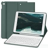 Aoub Keyboard Case for iPad 6th Generation 2018/5th Gen 2017 9.7 Inch, iPad Air 2, iPad Air, Detachable Wireless Bluetooth Keyboard, Stand Folio Cover with Pencil Holder, Auto Sleep/Wake, Dark Green