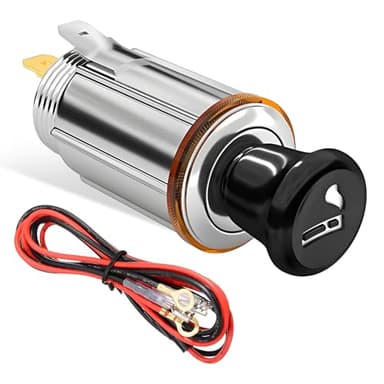 Rdxcv Car Cigarette Lighter with Cable, DC 12V Cigarette Lighter Socket Replacement with Eject Button, Pop-Out Metal Female Power Outlet Socket Suitable for Cars Trucks SUVs