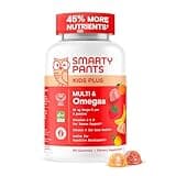 SmartyPants Kids Multivitamin Gummies - Improved Formula: Omega 3 (DHA/EPA), Vitamins D3, C, B12, B6, Vitamin A, K & Zinc, Gluten Free, Three Fruit Flavors, 60 Count (30 Day Supply)