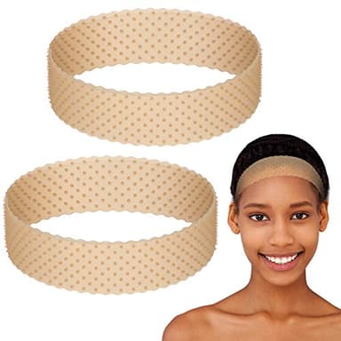 WILLBOND 2 Pcs Silicone Wig Grip Band Snatch Proof Wig Band No Slip Silicone Headband Bulk Elastic Fixed Gripper Holder for Men Women Sports Yoga(Light Brown)