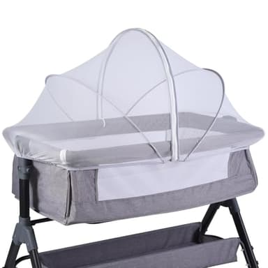 KALYVON Portable Bassinet Cover for Cats & 2-Way Zipper, Bassinet Mosquito Net Cover, Breathable Bassinet Net Cover, Mosquito Net for Baby Crib to Keep Cats/Bugs Out (White)