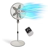 Lasko Cyclone Pedestal Fan, Adjustable Height, Remote Control, Timer, 3 Speeds, for Bedroom, Kitchen, Office and Living Room, 18", White, 1885, Large