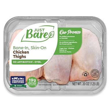Just Bare® Chicken Thighs | No Antibiotics Ever | Bone-In | 1.25 LB
