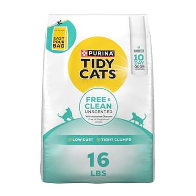 Purina Tidy Cats Clumping Cat Litter Odor Control, Free and Clean Unscented Multi Cat Litter - 16 lb. Bag