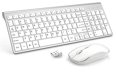 Wireless Keyboard Mouse, JOYACCES 2.4G Compact and Ultra Slim Wireless Keyboard and Mouse for Windows, Computer, Desktop, PC, Laptop-Sliver