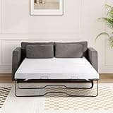4 Inch Memory Foam Mattress Replacement for Sleeper Sofa and Couch Beds, Fiberglass-Free Fabric, Washable Cover, CertiPUR-US Certified, Full Size, White (Sofa Not Included)