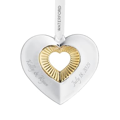 Waterford Personalized 2026 Edition Heart Ornament with Gold, Custom Engraved Crystal Heart Christmas Ornament for Couples, Wedding, Anniversary