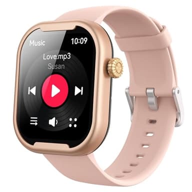 AGPTEK MP3 Player with Bluetooth, Watch MP3 Player with Watch Band for Running Climbing Hiking Cycling Jogging Yoga, Pink