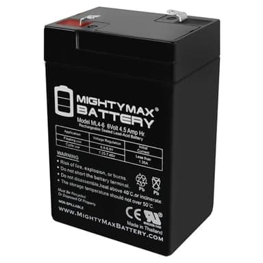 Mighty Max Battery ML4-6 - 6 Volt 4.5 AH, F1 Terminal, Rechargeable SLA AGM Battery
