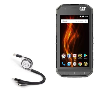 BoxWave Cable Compatible with CAT S31 - AllCharge miniSync, Retractable, Portable USB Cable - Jet Black