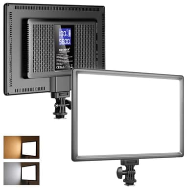NEEWER 192 LED Video Light Panel, 20W Ultra Thin Bi Color Dimmable DSLR Camera Soft Light, 4000mAh Lithium Battery, 3200K-5600K CRI97+, Key Lighting for Studio Photography Recording Streaming