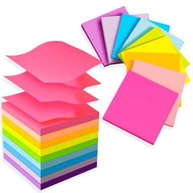 (18 Pads) Pop Up Sticky Notes 3x3 Refills, Strong Adhesive Memo Pad Bulk with 9 Bright Colors, Suitable for Home, Office, School, Clean Removal