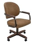 Chromcraft Douglas Casual Dining Chairs Classic Swivel Tilt Dinning Chairs with Casters, PU Leather Wooden Arm Metal Base Chairs with Rolling Wheels for Kitchen Livingroom